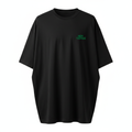 New Trendz Oversized Drop Shoulder Tee in Black with emerald green logo