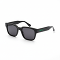 New Trendz Retro Square Sunglasses in black with emerald green logo