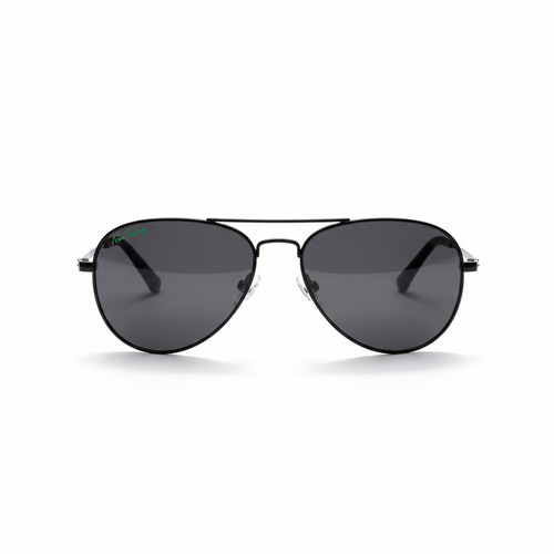 New Trendz Classic Aviator Sunglasses in black with emerald green logo