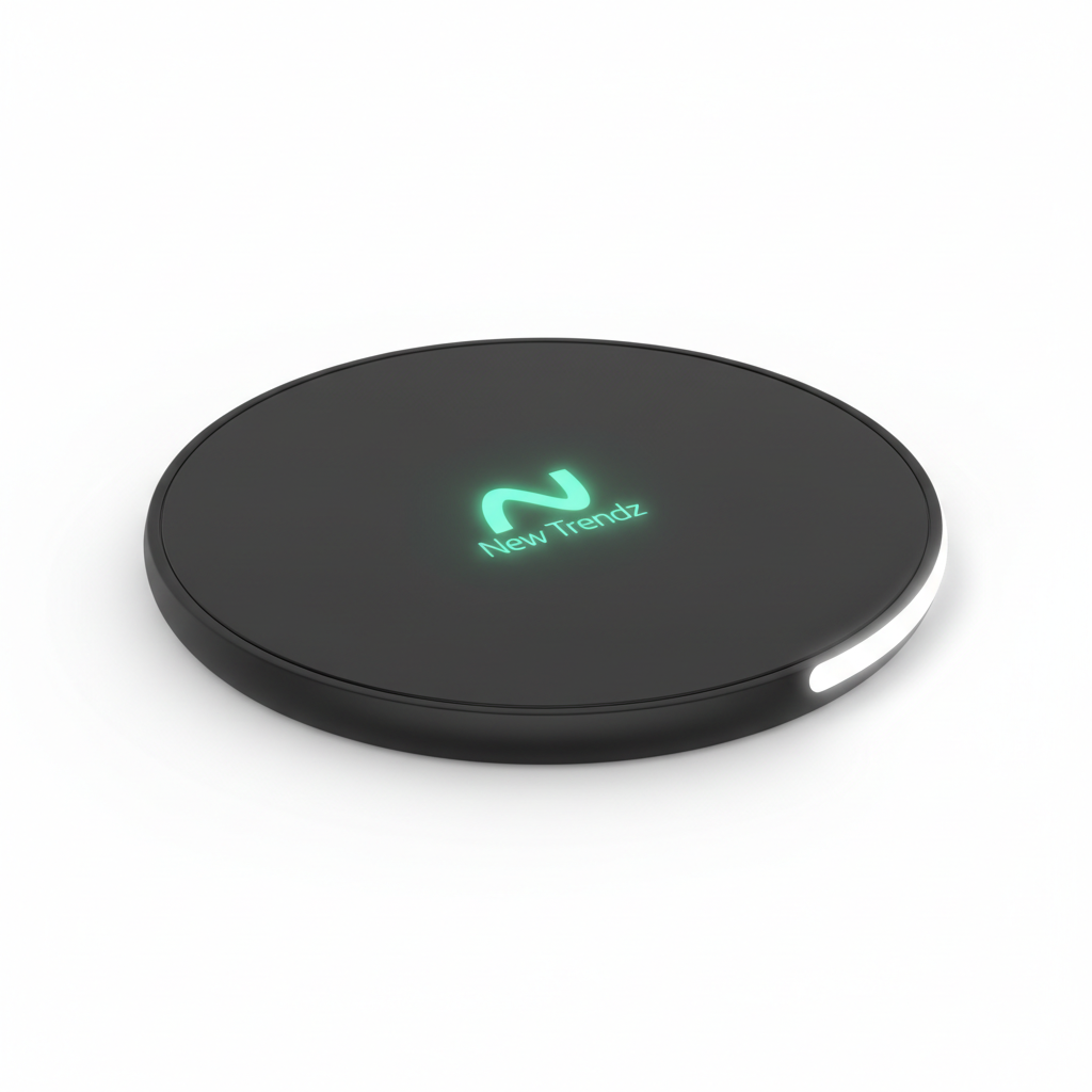 New Trendz Wireless Charging Pad in black with emerald green logo