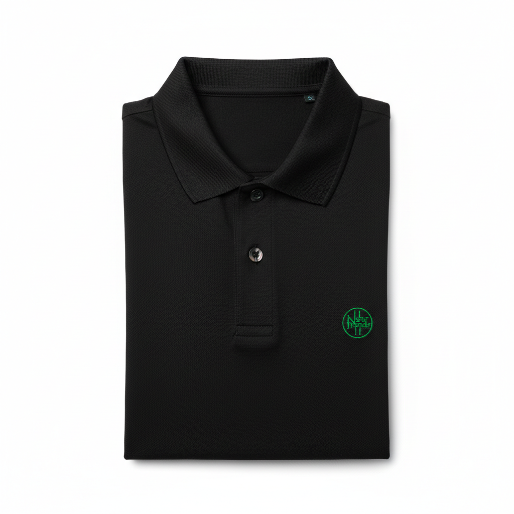 New Trendz Premium Polo Shirt in Black with emerald green embroidered logo