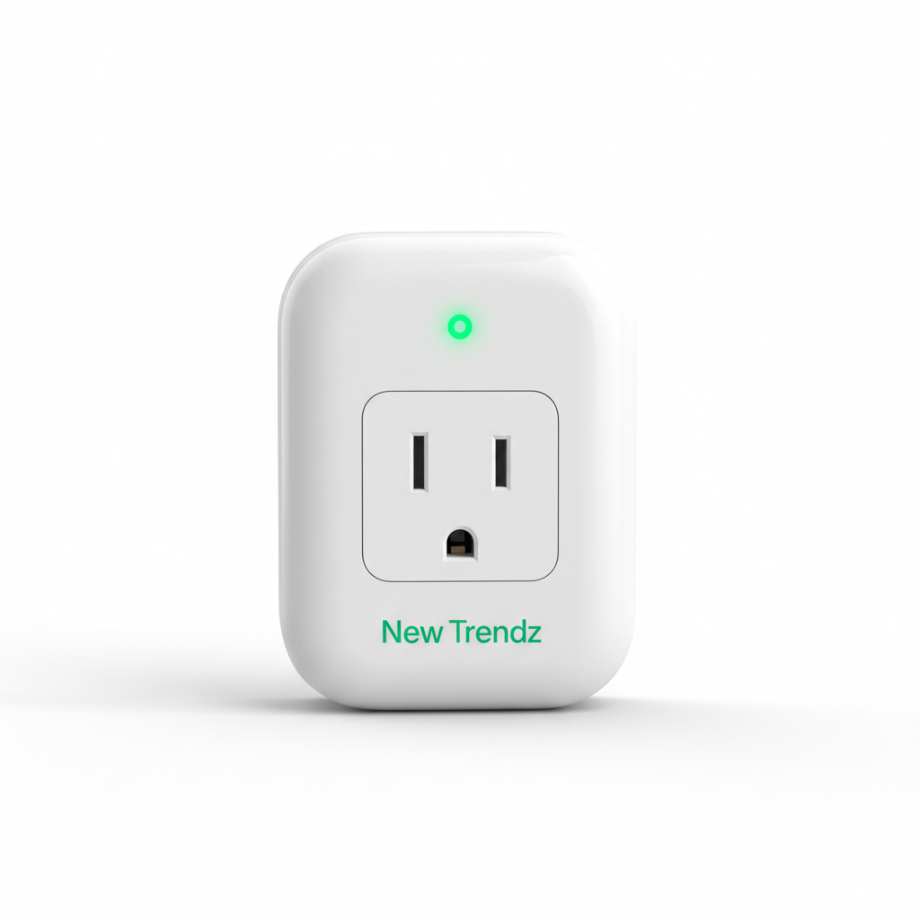 New Trendz Smart Plug in white with emerald green logo