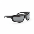New Trendz Sport Wrap Sunglasses in black with emerald green logo